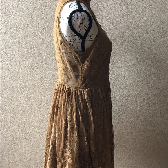 Free People gold lace dress. - Picture 3 of 6